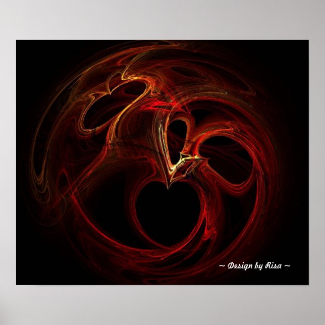 Póster Fractal rasgado dos corações (Frente)
