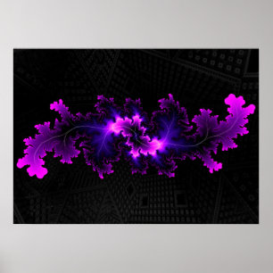 Poster Fractal roxo com fundo do fractal 3D