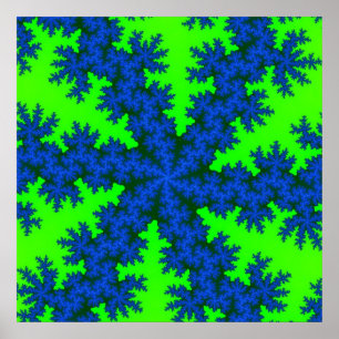 Póster Fractal Verde e Azul Coloridos
