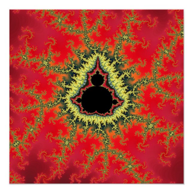 Póster Fractal Vermelho de Mandelbrot (Frente)
