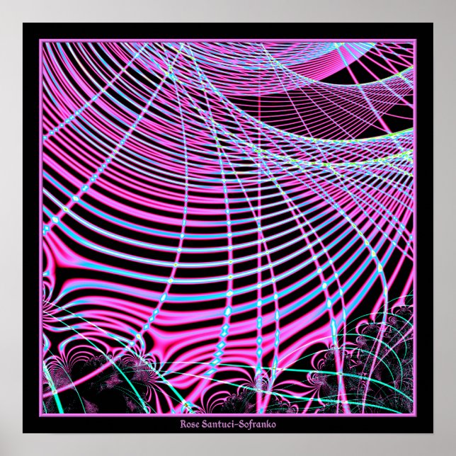 Póster Fractal Web Neon Fluorescente (Frente)