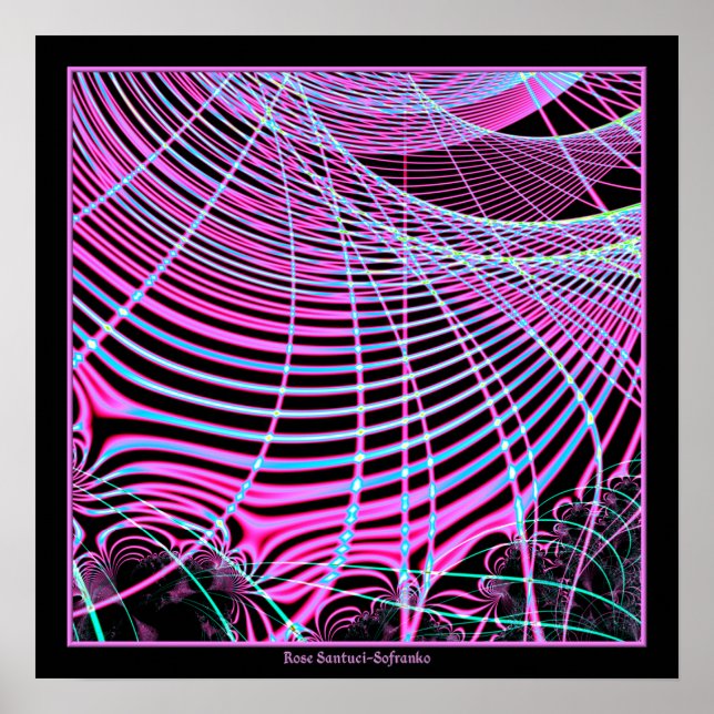 Póster Fractal Web Neon Fluorescente (Frente)