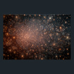 Póster Fractured Nebula Cosmic Web Glow<br><div class="desc">A delicate black web of countless fine cracks overlays a radiant nebula in deep indigo and midnight blue. Warm amber, copper, and fiery orange light surges through every fracture, illuminating hundreds of sparkling golden-white stars that pulse like distant galaxies or captured fireflies. The central burst glows brightest, evoking a supernova...</div>