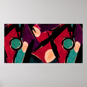 Poster fragmento de pintura moderna abstrato acrílico. Co