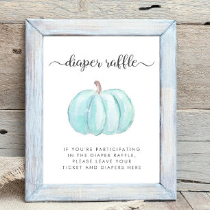 Poster Fralda Azul Pumpkin Chá de fraldas Raffle Descarte