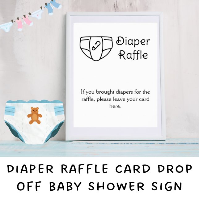 Poster Fralda Cartão Raffle Sinal de Chá de fraldas Desca (Diaper Raffle Table Display Download and Prints Available)
