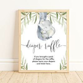 Poster Fralda de cartaz elefante-safari chá de fraldas