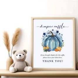 Poster Fralda de Chá de Bebê-Abóbora Azul Raffle