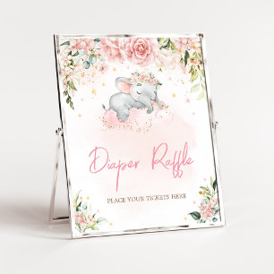 Poster Fralda de Elefante Floral Rosa Raffle