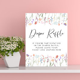 Poster Fralda de flor selvagem Raffle Chá de fraldas cain