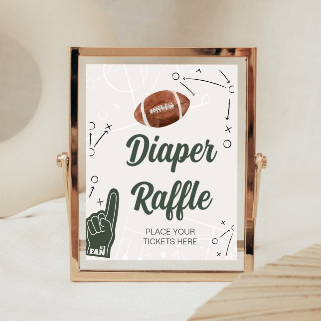Poster Fralda de futebol Raffle (A Little All Star Baby Shower Diaper Raffle Sign)