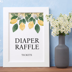 Poster Fralda de limão Raffle Chá de fraldas SIgn