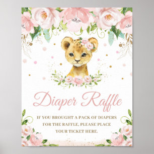 Poster Fralda Floral Cor-de-Rosa-Lion Raffle