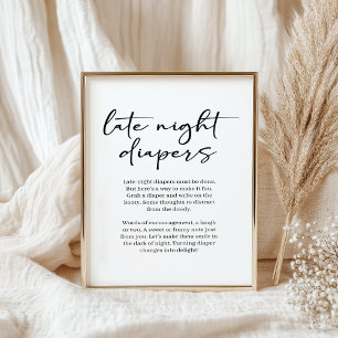 Poster Fralda Noturna de Bebê com Letra Moderna Simples P