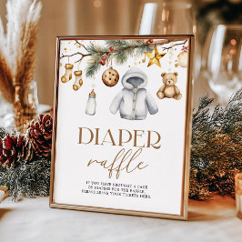 Poster Fralda Raffle Boho Chá de fraldas de Natal