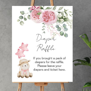 Poster Fralda Raffle Game Sweet Little Lamb Rosinhas Rosa