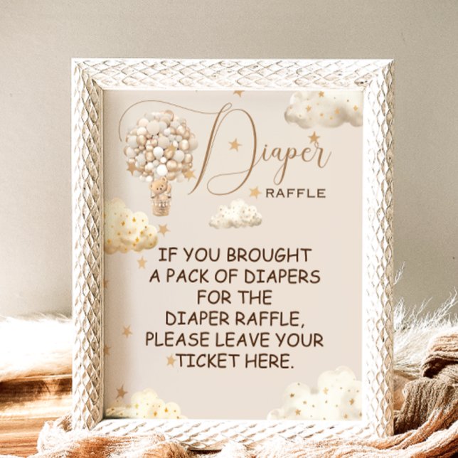 Poster Fralda Raffle Game Teddy Bear balões ThemeSign (Criador carregado)