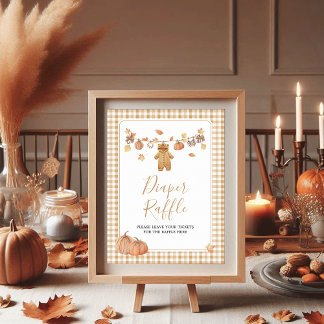 Poster Fralda Raffle Rustic Pumpkin Fall Chá de fraldas