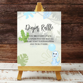 Poster Fralda Raffle Sinal Azul dinossauro Balão Azul