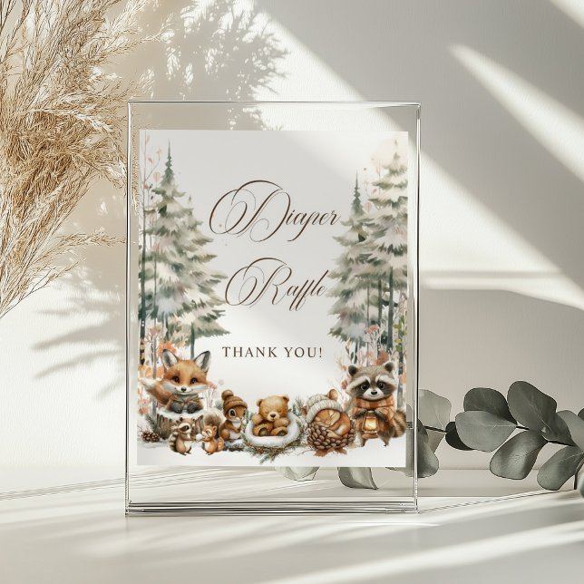 Poster Fralda Raffle Sinal de Aquarela de inverno (Criador carregado)