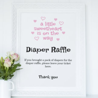 Poster Fralda Raffle - Sinal de Chá de fraldas Rosa