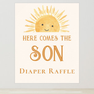 Poster Fralda Raffle - Sinal de Chá de fraldas Sun