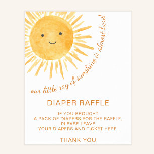 Poster Fralda Raffle Sinal de Chá de fraldas Sunshine