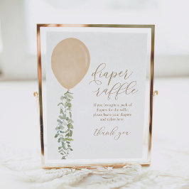 Poster Fralda Raffle - Sinal Dourado Chá de fraldas Balão