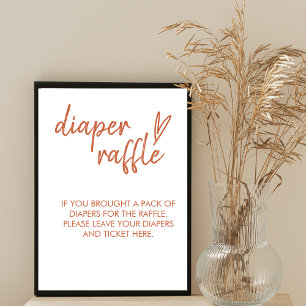Poster Fralda Raffle Sinal Minimo Boho Heart Terracotta