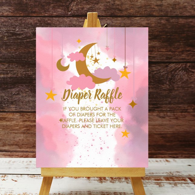 Poster Fralda Raffle Twinkle Twinkle Pequena Estrela Rosa (Criador carregado)