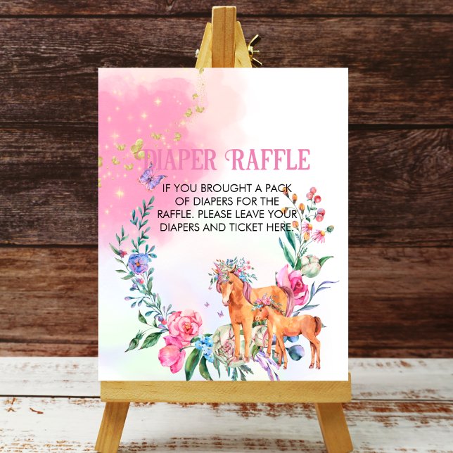 Poster Fralda Raffle Unicórdios E Borboletas Pastas Rosa (Criador carregado)