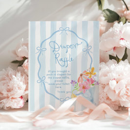 Poster Fralda rifa Chá de fraldas de tiras azuis