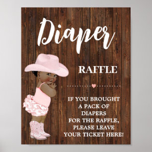 Poster Fralda rosa Raffle A Carteira de Chá de fraldas