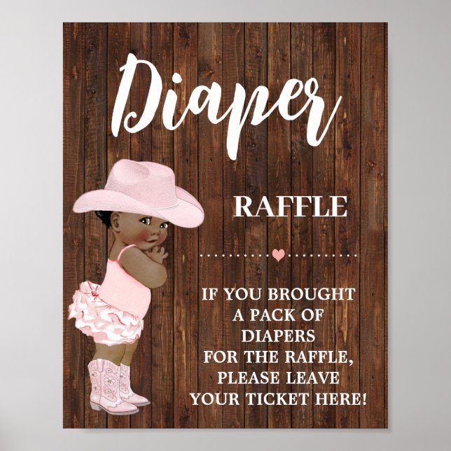 Poster Fralda rosa Raffle A Carteira de Chá de fraldas (Frente)