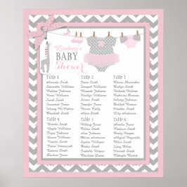 Poster Fralda Tutu Booties Chá de fraldas Seating Chart