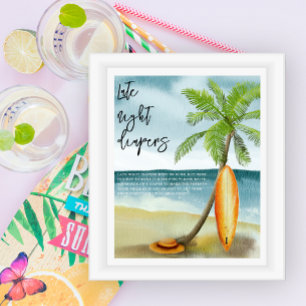 Poster Fraldas na praia de surfe à noite