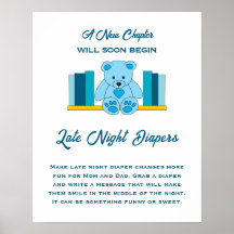 Fraldas Noturnas Chá de fraldas de Urso Azul