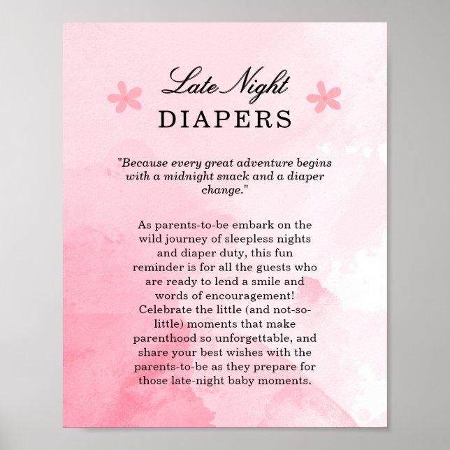 Poster Fraldas Noturnas com Chá de fraldas Rosa Leve (Frente)