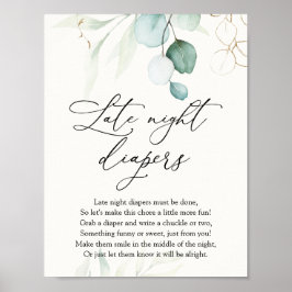 Poster Fraldas Noturnas Elegantes De Aquarela Eucalyptus