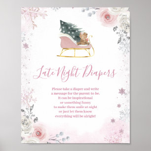 Poster Fraldas Noturnas Floco de Neve Rosa de Inverno