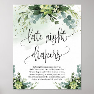 Poster fraldas noturnas indicam folhagem verde suculenta