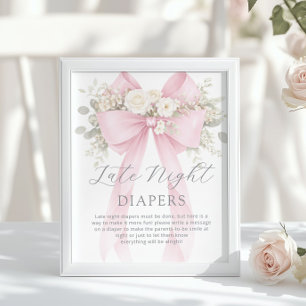 Poster Fraldas Noturnas Laço Rosa Floral