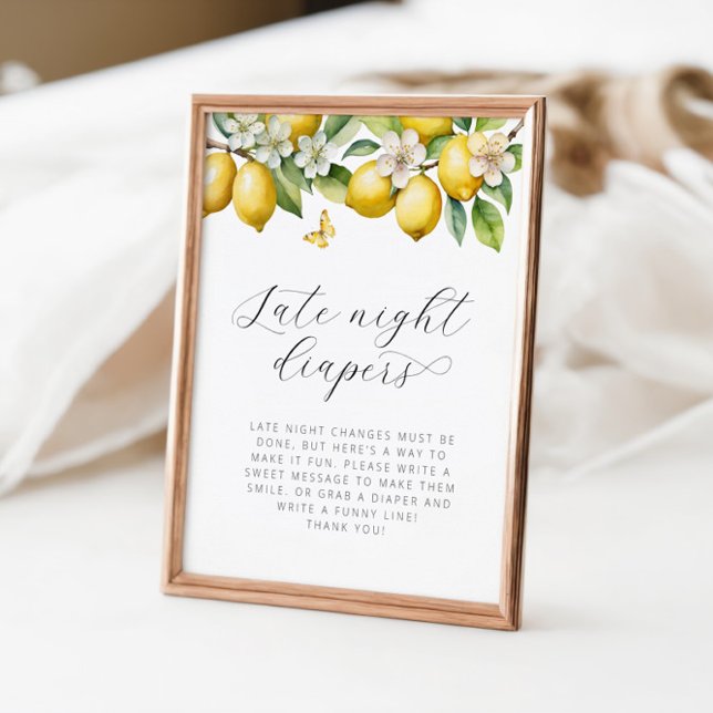 Poster Fraldas Noturnas para Chá de Bebê do Limão de Verã (Criador carregado)