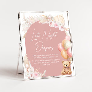 Poster Fraldas Noturnas Rosa Boho Bear