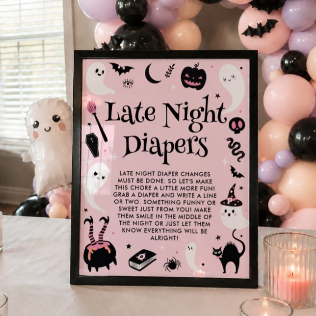 Poster Fraldas Noturnas Rosa de Halloween para Chás de Be (Criador carregado)