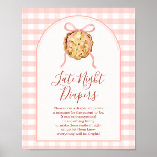 Poster Fraldas Noturnas Rosa Pastel Xadrez Cutie Pie