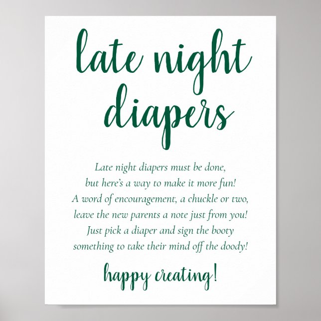 Poster Fraldas Noturnas Simples | Neon Green Chá de frald (Frente)