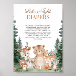 Poster Fraldas para Madrugada de Chás de Bebê 5x7 Boho Fl