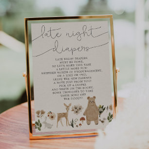 Poster Fraldas para Madrugada de Chuvá de Bebê 5x7 Boho W