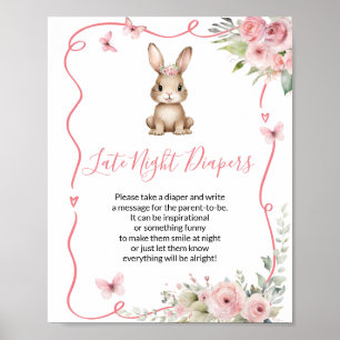 Poster Fraldas para Menina Chuveirinho de Bebê Coelhinho